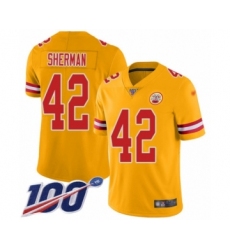 Youth Kansas City Chiefs #42 Anthony Sherman Limited Gold Inverted Legend 100th Season Football Jersey