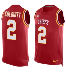 Men's Nike Kansas City Chiefs #2 Dustin Colquitt Limited Red Player Name & Number Tank Top NFL Jersey