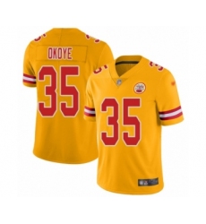Men's Kansas City Chiefs #35 Christian Okoye Limited Gold Inverted Legend Football Jersey