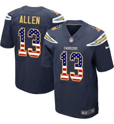 Men's Nike Los Angeles Chargers #13 Keenan Allen Elite Navy Blue Home USA Flag Fashion NFL Jersey