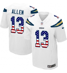 Men's Nike Los Angeles Chargers #13 Keenan Allen Elite White Road USA Flag Fashion NFL Jersey